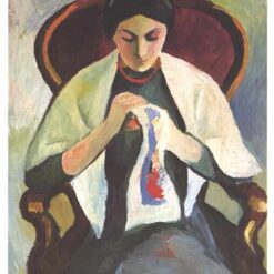 Dafen Village's Exquisite Reproduction - August Macke's Expressionist Portrait 'Woman Sewing' Oil on Canvas for Art Aficionados