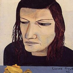 Hand - Painted Replica of Lucian Freud's "Woman with a Daffodil" Inspired Surrealist Portrait Oil Painting by Dafen Village Artists - Ideal for Art Collectors