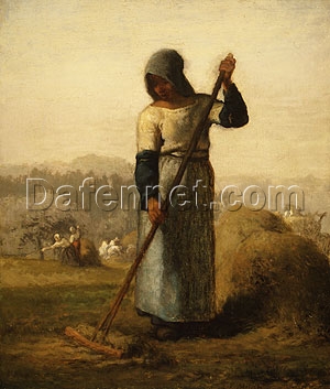 High – Quality Reproduction of Jean – Francois Millet’s c.1856 – 1857 “Woman with a Rake” – Realist Genre Oil Painting from Premier Dafen Village Studios