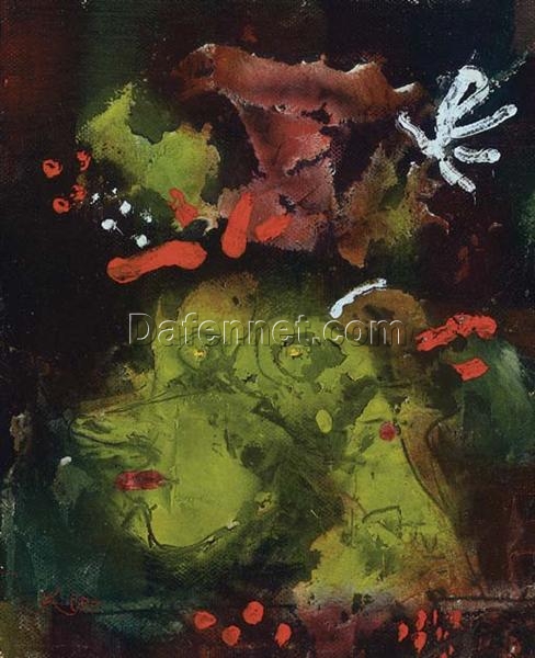 Product Title: “Unique Reproduction of Paul Klee’s ‘Women in their Sunday best’ (Frau im Sonntagsstaat) – Expressionist Portrait Inspired Oil on Canvas from Dafen Village