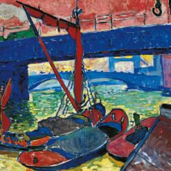 Barges on the Thames" in the Style of Andre Derain's 1906 Fauvist Work - Handmade Oil Painting from Dafen Village for Art Collectors