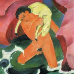 Young Boy with a Lamb" - Franz Marc Inspired Expressionist Oil Painting Replica - Hand - painted in Dafen Village Art Studios