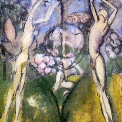 Exquisite Dafen Village Creation: 'Young Girl and Man in Spring' Inspired by Marcel Duchamp (1911) - Fauvist & Symbolist Genre Oil Painting on Canvas