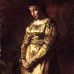 Authentic-Looking Realist Portrait "Young Girl Meditating (study)" (1877) by Thomas Eakins - Dafen Village Creation, Oil Painting for Home and Office Spaces, Adored by Art Aficionados and Those Who Appreciate the Beauty of Inner Stillness
