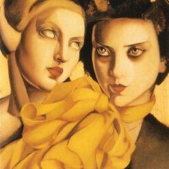 Tamara de Lempicka-Inspired "Young Ladies" – Hand-Painted Art Deco Portrait for Elegant Home & Office Décor | DaFen Village Studio