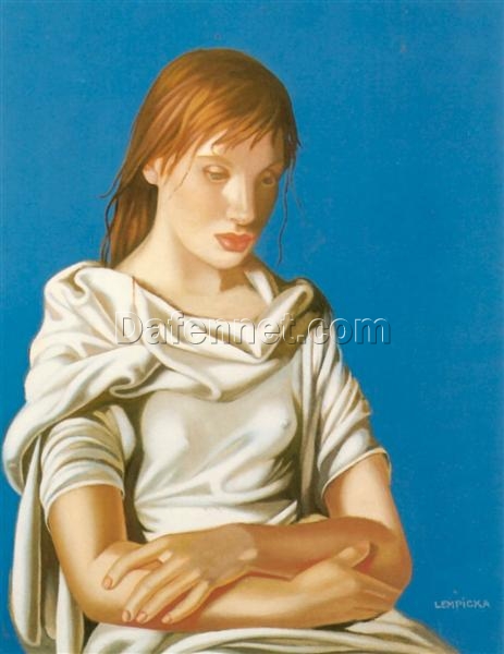 Young Lady with Crossed Arms” Inspired by Tamara de Lempicka – Art Deco Portrait Oil Painting