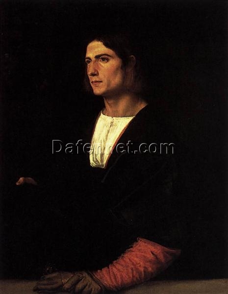 Young Man with Cap and Gloves Inspired by Titian – High Renaissance Portrait Oil Painting from DaFen Village Studio