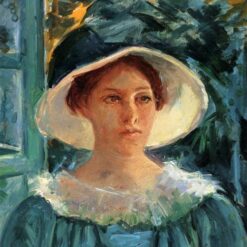 Stunning Reproduction of Mary Cassatt's 'Young Woman In Green Outdoors In The Sun' (c.1914) - A Glimpse into Impressionist Serenity