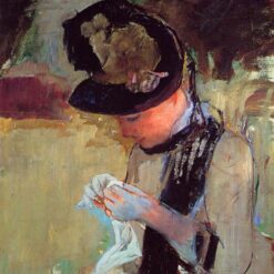 High - Quality Reproduction of Mary Cassatt's 'Young Woman Sewing in the Garden' (1886) in Oil on Canvas