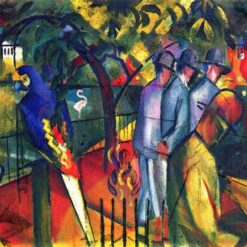 High - Quality Dafen Village Hand - Painted Replica Inspired by August Macke's 'Zoological Garden I' (1912) - Orphic Genre Painting Oil on Canvas for Interior Decorators