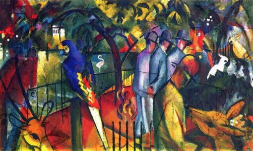 High – Quality Dafen Village Hand – Painted Replica Inspired by August Macke’s ‘Zoological Garden I’ (1912) – Orphic Genre Painting Oil on Canvas for Interior Decorators