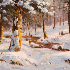 Captivating Hand - painted Oil Reproduction of 'Winterwald' INSPIRED BY Walter Moras' ca. 1905 Masterpiece, from Dafen Village for Art Lovers Searching for Small - Sized, Realistic Winter Landscape Oil Paintings