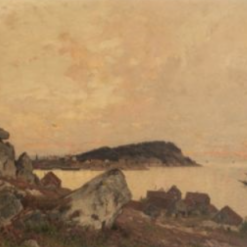 Authentic - looking 'Walter Moras Inspired' Oil Painting of 'Fischerdorf bei Dämmerung' on Canvas, Hand - crafted in Dafen Village for Collectors of German Landscape Masterpieces