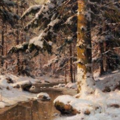 Custom - made Oil Painting of 'WINTERWALD IM MORGENLICHT' in the Vein of Walter Moras, Created in Dafen Village for Home Decorators Needing a Dramatic, Seasonal Centerpiece for Their Big Rooms