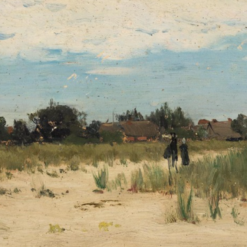 Exquisite Hand - painted Oil Reproduction of 'Fischerdorf.' by Walter Moras, from Dafen Village for Art Lovers Fond of Rural Scenes