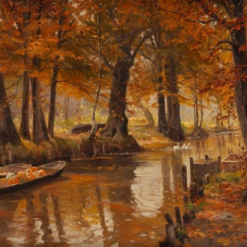 Custom - made Oil Painting of 'Autumn in a Park' in the Vein of Walter Moras, Created in Dafen Village for Home Decorators Needing a Seasonal - Themed Artwork for Their Living Spaces