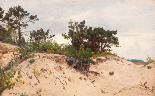 Pintura al óleo de aspecto auténtico, ‘inspirada en Walter Moras’, titulada ‘Dünenlandschaft’, sobre cartón, elaborada a mano en el pueblo de Dafen para coleccionistas de arte alemán con temática costera