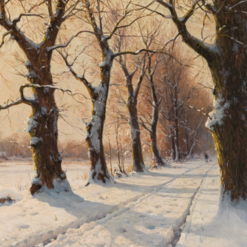 Exquisite Hand - painted Oil Reproduction of Walter Moras' 'Winter Landscape', from Dafen Village for Art Lovers Fond of Snowy Scenes
