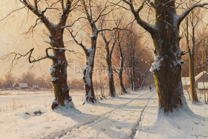 Exquisite Hand – painted Oil Reproduction of Walter Moras’ ‘Winter Landscape’, from Dafen Village for Art Lovers Fond of Snowy Scenes