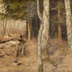 Authentic - looking 'Walter Moras Inspired' Oil Painting of 'Herbstliches Waldstück mit Holzstapel' on Canvas, Hand - crafted in Dafen Village for Collectors of German Autumn - Themed Art