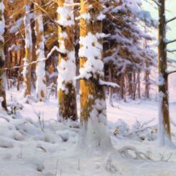Custom - made Oil Painting of 'Winterwald im Sonnenlicht' in the Vein of Walter Moras, Created in Dafen Village for Home Decorators Needing a Winter - Themed Artwork for Their Living Spaces
