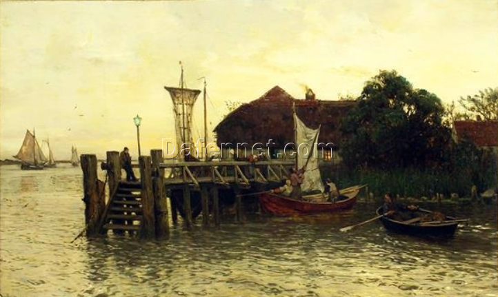 Exquisite Hand – painted Oil Reproduction Inspired by Walter Moras’ ‘Fischerhaus’ on Canvas, Direct from Dafen Village for Art Lovers Fond of German Coastal Life Scenes