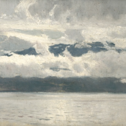 Exquisite Handmade Oil Painting Reproduction Inspired by Walter Moras' 'Wolkenverhangener Himmel über einem See' on Canvas from Dafen Village Studio - Perfect for Art Lovers of Scenic Skies