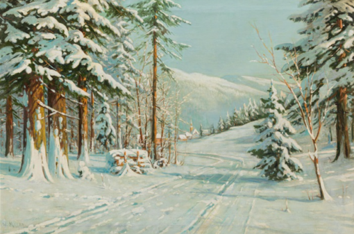 Stunning Handcrafted Oil Painting on Canvas Inspired by Walter Moras’ ‘Winter Landscape’ – Dafen Village Studio’s Offering for Home Decorators Craving a Wintry Vibe
