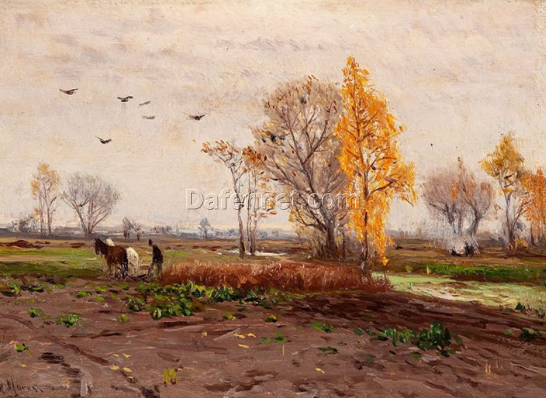 Meticulously Crafted Oil Painting on Wood Inspired by Walter Moras’ ‘Herbstlandschaft’ – Dafen Village’s Artistic Interpretation