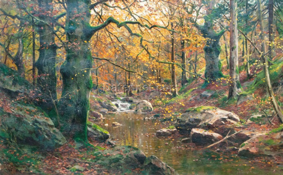 High – Quality Reproduction of Walter Moras’ ‘Bachlauf im Herbstwald’ – Dafen Village Studio’s Offer for Art Enthusiasts