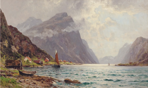 Authentic Reproduction of Walter Moras’ ‘Fjord Scenery’ – Oil on Canvas by Dafen Village Studio