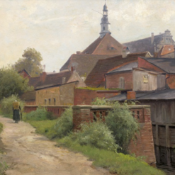 High - Quality Reproduction of Walter Moras' 'Lübben: Partie im Schlossbezirk mit Blick auf den Schlossturm' - Dafen Village Studio's Offer for Art Enthusiasts