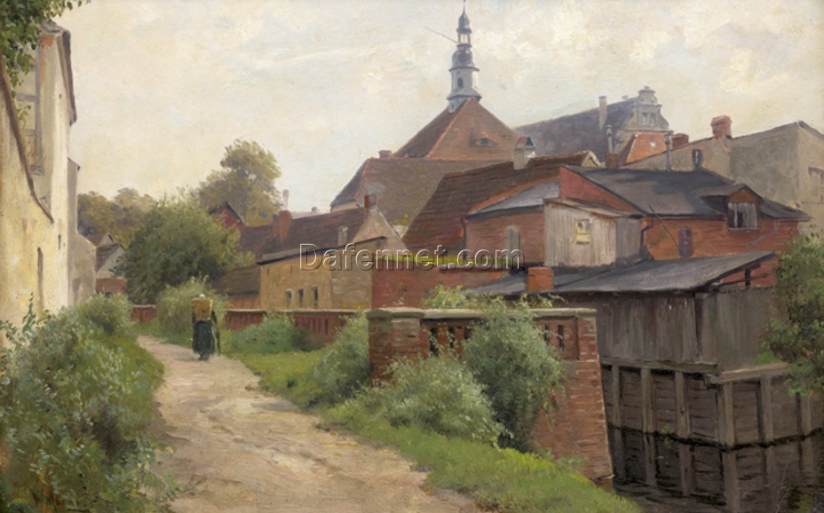 High – Quality Reproduction of Walter Moras’ ‘Lübben: Partie im Schlossbezirk mit Blick auf den Schlossturm’ – Dafen Village Studio’s Offer for Art Enthusiasts