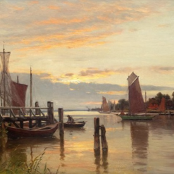 Exquisite Hand - Painted Oil Painting Inspired by Walter Moras' 'Przystań' - Dafen Village's Artistic Tribute
