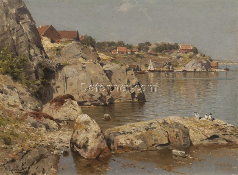 Authentic Reproduction of Walter Moras’ ‘Skerries’ – Oil on Wood by Dafen Village Studio