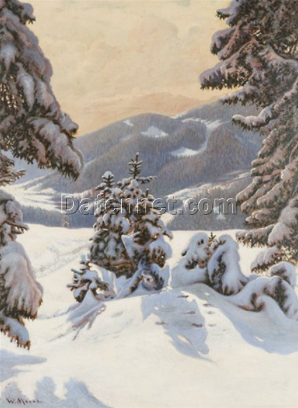 Unique Dafen Village Artwork – Reproduction of Walter Moras’ ‘Motiv bei Wörgl – Kufstein’ Oil on Cardboard for Home Decor and Art Collectors