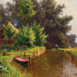 Unique Dafen Village Creation - Handmade Oil Painting on Canvas Inspired by Walter Moras' 'Woodland Landscape by the Spree' for Home Decor