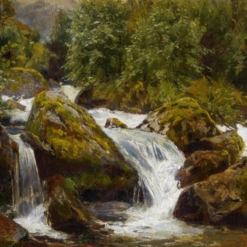 Unique Dafen Village Creation - Handmade Oil Painting on Canvas Inspired by Walter Moras' 'Wildwasser im Risengebirge' for Home Decor