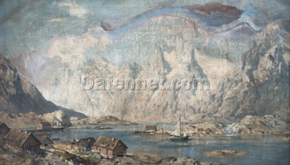 Authentic – looking Hand – painted Oil Art from Dafen Village – Inspired by Walter Moras’ ‘Vista de un fiordo noruego