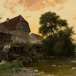 Authentic - looking Hand - painted Oil Art from Dafen Village - Inspired by Walter Moras' 'Watermill at Marburg