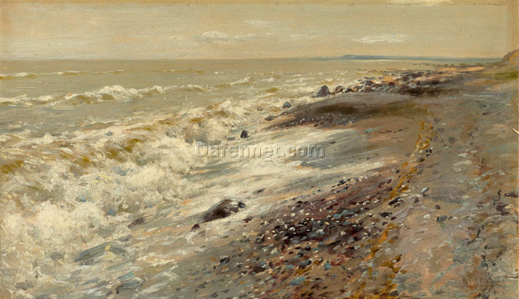 Dafen Village’s Exquisite Reproduction of Walter Moras’ ‘Der Strand bei Sassnitz (Rügen), 1900’ – A Captivating Canvas for Art Lovers