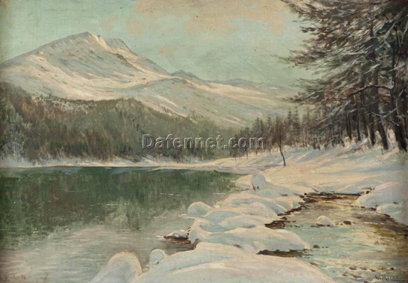 Unique Dafen Village Creation – Handmade Oil Painting on Canvas Inspired by Walter Moras’ ‘St. Moritz 1918’ for Home Decor
