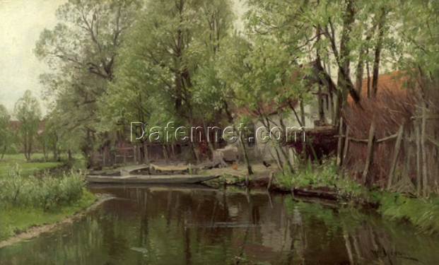 Authentic – looking Hand – painted Oil Art from Dafen Village – Inspired by Walter Moras’ ‘Kleine Hofidylle im Spreewald