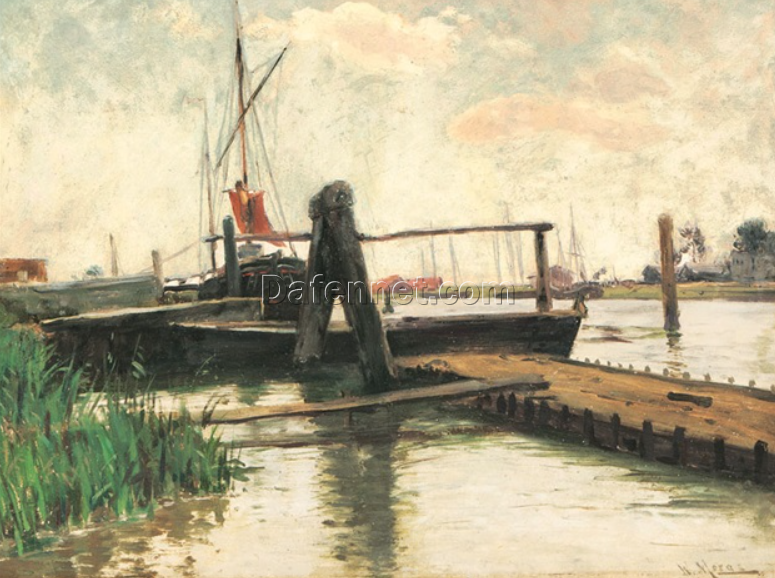 Authentic – looking Hand – painted Oil Art from Dafen Village – Inspired by Walter Moras’ ‘Small Haven by the Baltic Sea