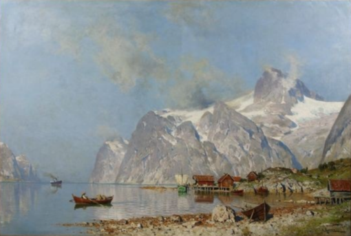 Exquisite Reproduction of Walter Moras’ ‘Village near Fjord’ – A Captivating Canvas for Art Aficionados
