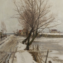 Unique Dafen Village Creation - Handmade Oil Painting on Canvas Inspired by Walter Moras' 'Winter an der Landstraße' for Home Decor