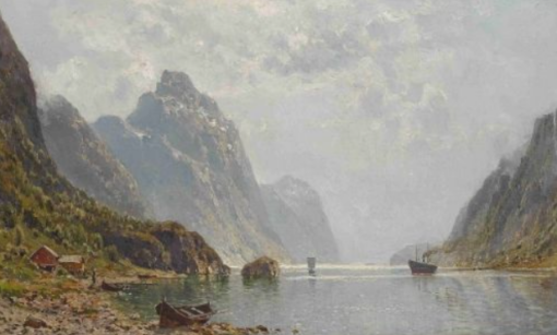 Authentic Hand – Painted Replica of Walter Moras’ ‘Fjordlandschaft’ for Art Enthusiasts