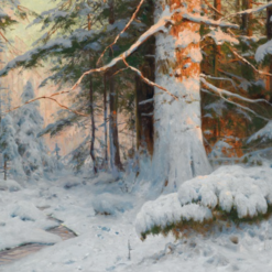 Gorgeous Reproduction of Walter Moras' 'Winterwald im Sonnenlicht' Oil Painting