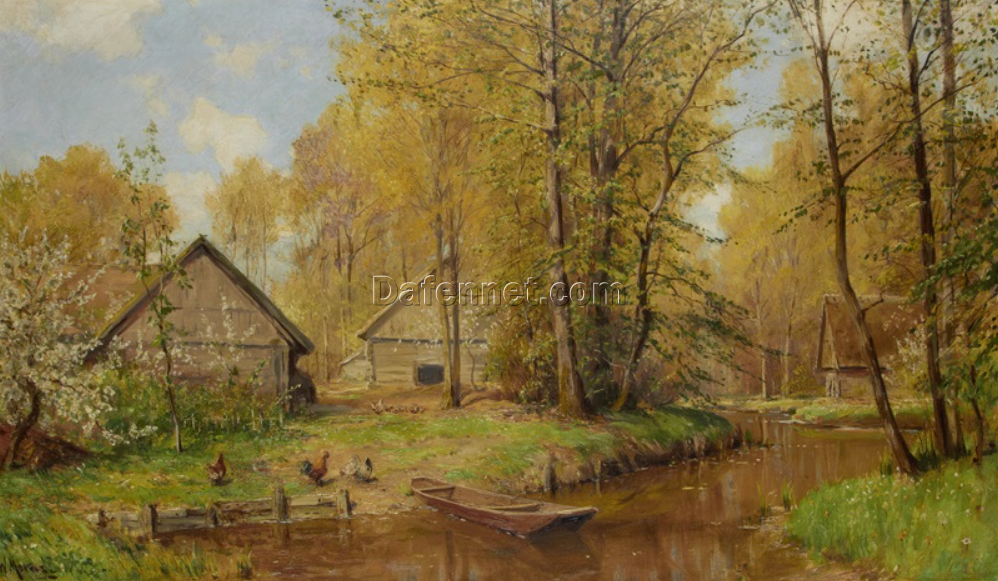 High – Quality Reproduction of Walter Moras’ ‘Wassermühlen am Stolpedal’ – 36×55 cm Oil Painting for Art Enthusiasts