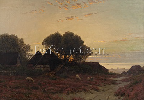 Large – Format Dafen Village Inspired Reproduction of Walter Moras’ ‘Fischerkaten an der Ostsee, ca. 1890’ Oil Painting – 70×100 cm Canvas for Maritime Art Enthusiasts